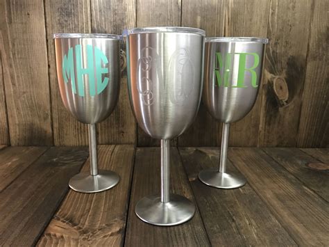 Stainless Steel Wine Glass Stainless Steel Wine Glasses Monogrammed Wine Glass Monogrammed