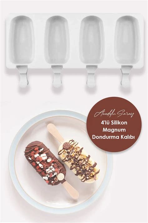 Anadolu Saray Çarşısı Pratik Beyaz Silikon 4lü Magnum Dondurma Kalıbı
