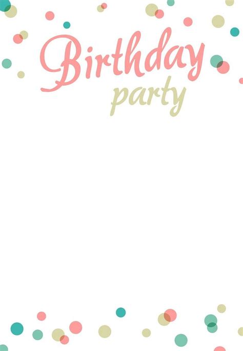 Blank Birthday Party Invitation Template • Business Template Ideas