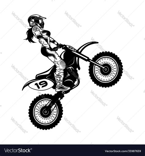 Sexy Girl And Motocross Motorcycle Enduro Vector Image