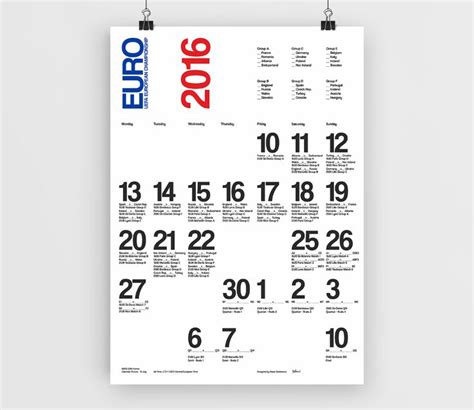 When does it all kick off? Uefa Euro France 2016 Wall Chart Calendar on Behance in ...