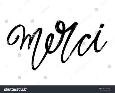 Merci Vector Hand Drawn Lettering Isolated Stock Vector Royalty Free