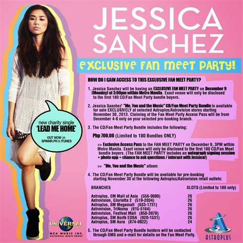 Mca Music Inc Jessica Sanchez Exclusive Fan Meet Party
