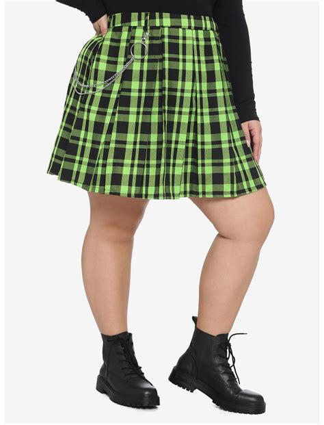 Green And Black Plaid Pleated Chain Skirt Plus Size Hot Topic