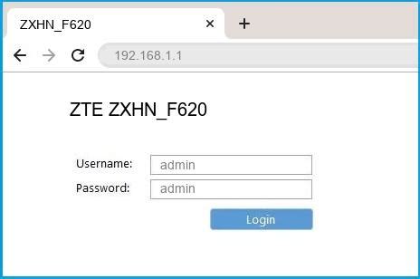 Forgot password to zte zxhn f609 router : 192.168.1.1 - ZTE ZXHN_F620 Router login and password