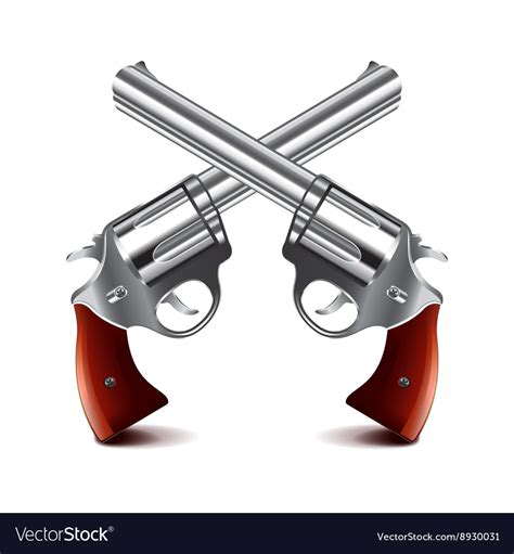 Crossed Guns Isolated On White Royalty Free Vector Image