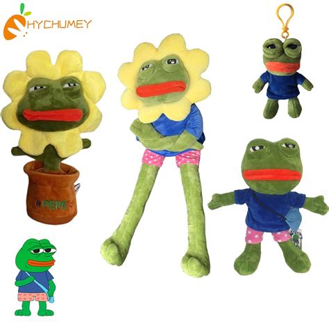 Hyc Humey Pepe The Frog Plush Toy Sad Frog Stuffed Doll Sun Flower