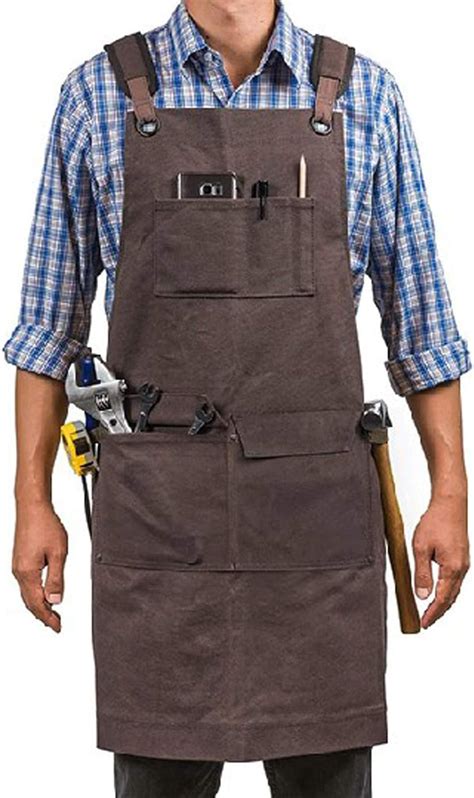 Heavy Duty Waxed Canvas Work Apron With Pocketswoodworking