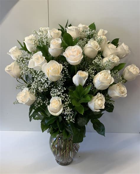 2 Dozen White Roses In Middle Village Ny Lovely Blooms Decorations Corp