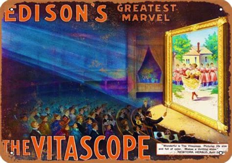 Metal Sign Thomas Edisons Vitascope Vintage Look Ebay