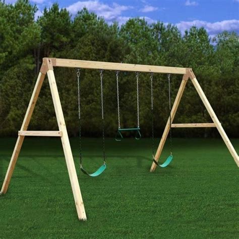 Settler A Frame Wooden Swing Set Kit 3 Swings Backyard Swing Sets