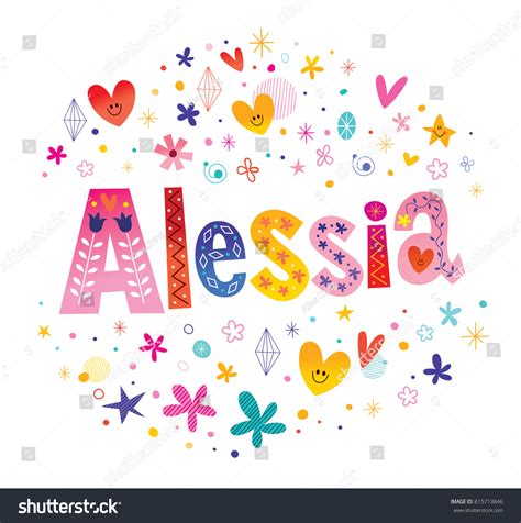 Alessia Girls Name Decorative Lettering Type 스톡 벡터로열티 프리 615713846