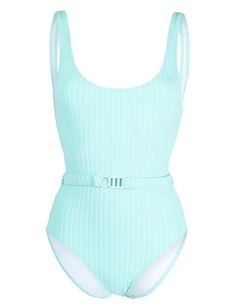 Solid And Striped Ribbed Belted One Piece Editorialist