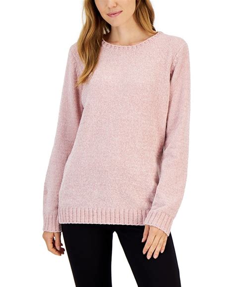 Karen Scott Womens Basic Chenille Sweater Created For Macys