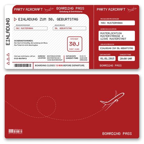 Flugticket basteln pdf / einladungskarten als eintrittskarte flugticket bestellen. Einladungskarten als Flugticket Rot online gestalten