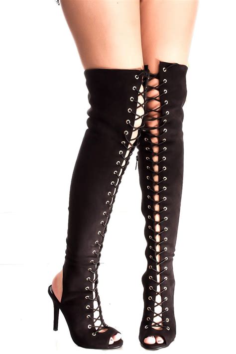 Lace Up Open Toe Knee High Boots Property Real Estate For Rent