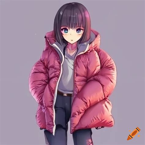 Anime Girl In A Stylish Puffer Jacket