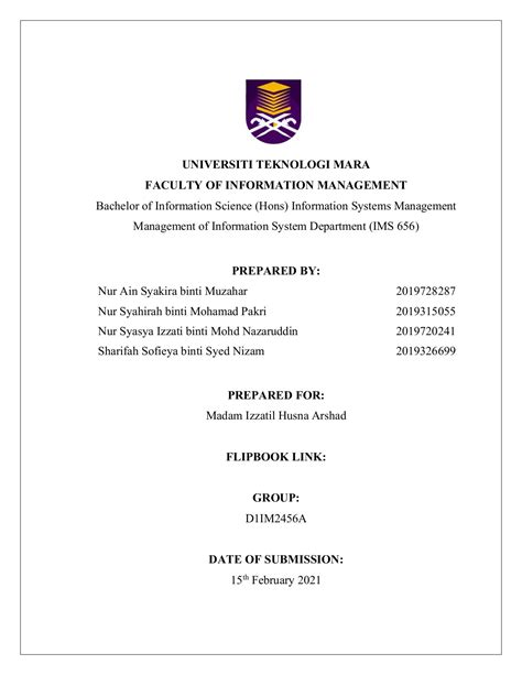 Uitm Cover Page Assignment Rose Marshall