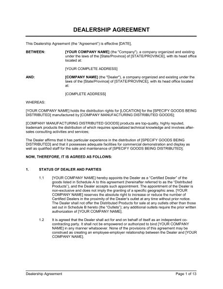 Have your plates been damaged or stolen? Dealership Agreement Template - Word & PDF | By Business ...