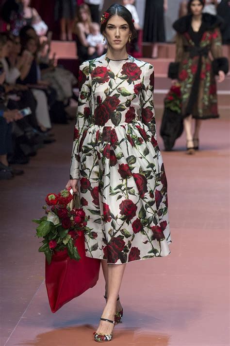 Dolce And Gabbana Fall 2015 Rtw Runway Rose Print Dress Fashion