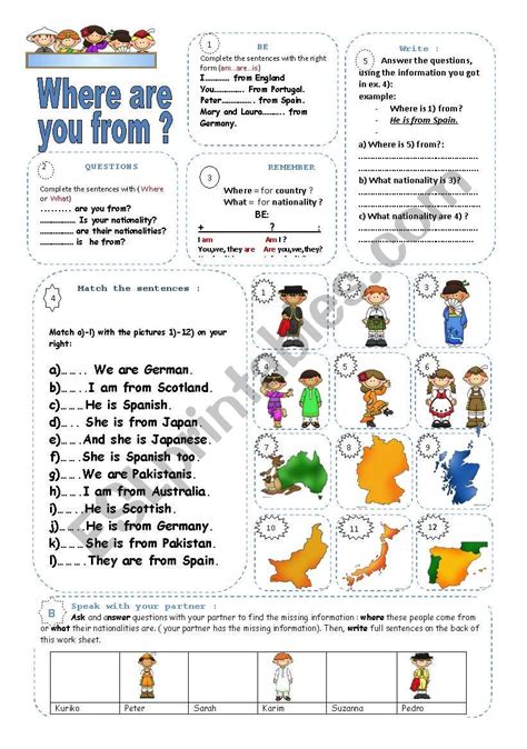 Where Are You From Esl Worksheet By Pelletrine