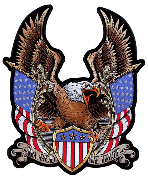 Patriotic Eagle American Flags In God We Trust Embroidered Biker Patch