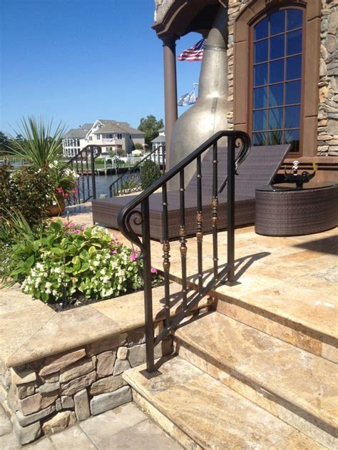 Choosing the right porch hand rail design is the first step. Exterior Stair Railing 52 in 2020 | Exterior stair railing ...