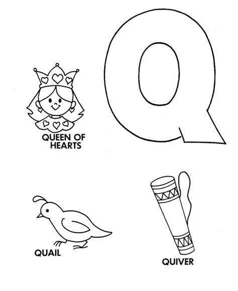 Abc Alphabet Coloring Sheets Q Is For Queen Quail Quiver