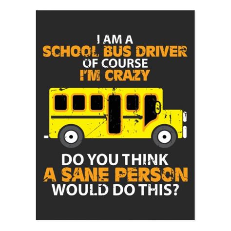 Funny School Bus Crazy Buss Driver Fun Car Postcard