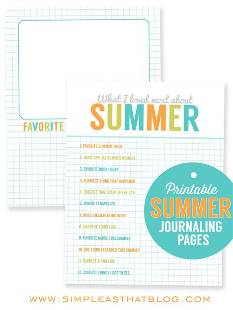 Printable Summer Journaling Pages