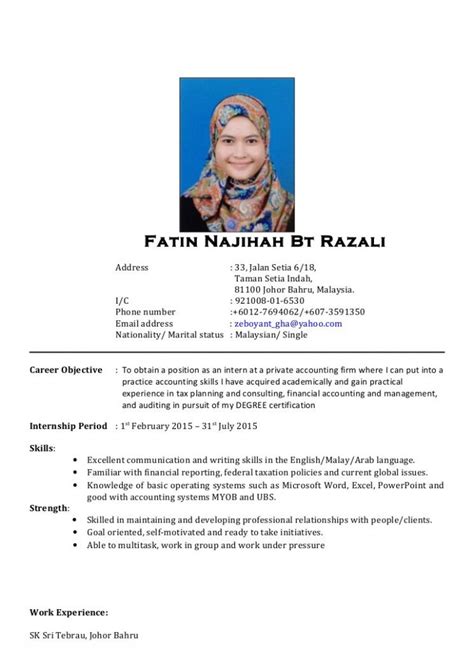 Resume Kerja Bahasa Melayu Contoh Resume Kerja Bahasa Melayu Page My