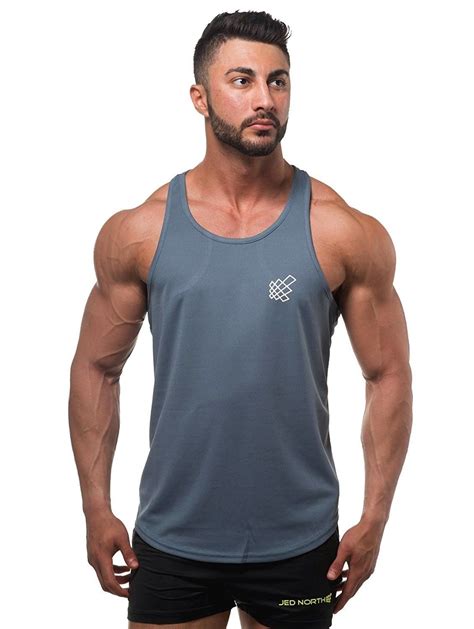 Microfiber Bodybuilding Stringer Racerback Charcoal Charcoal Grey