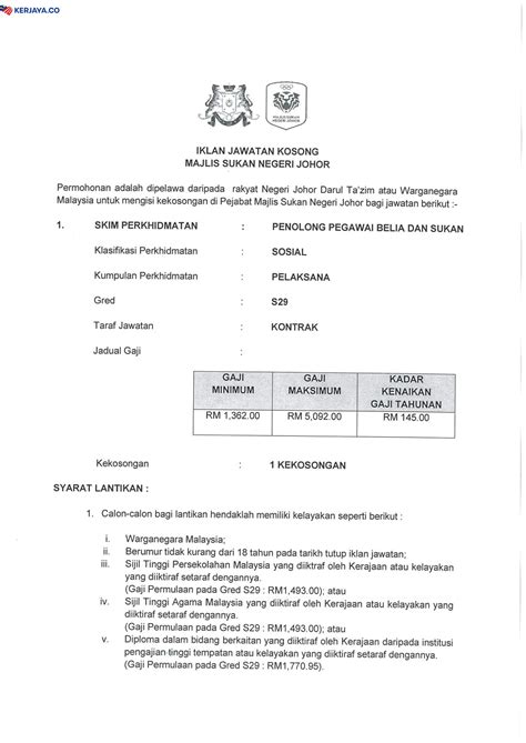 Sudah yakin untuk mencari lowongan kerja part time di jakarta? Iklan Jawatan Kosong Majlis Sukan Negeri Johor • Kerja ...