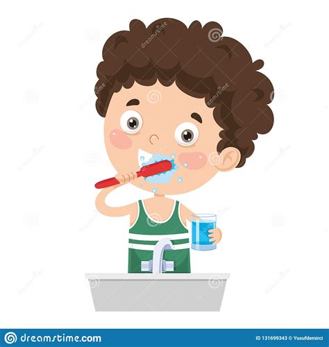 These tips can make brushing and flossing a fun part of their routine. Vector Illustration Of Kid Brushing Teeth Stock Vector ...