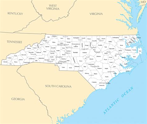 North Carolina Map Printable This Map Shows Cities Towns Counties Interstate Highways U S