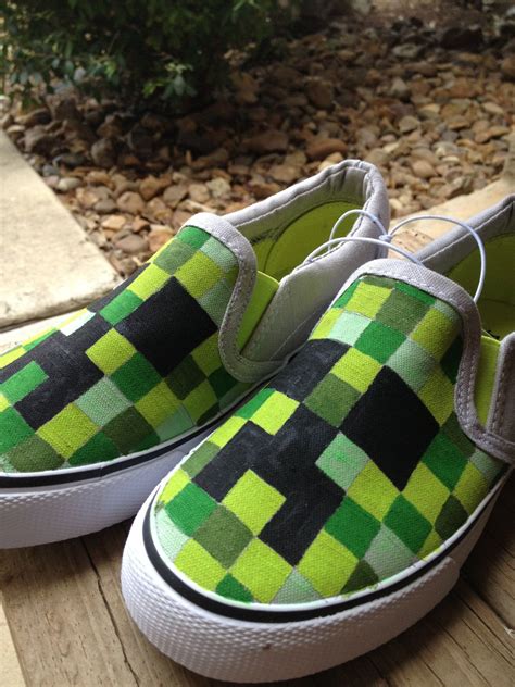 Handpainted Minecraft Shoes Youth By 3feettall On Etsy 3000
