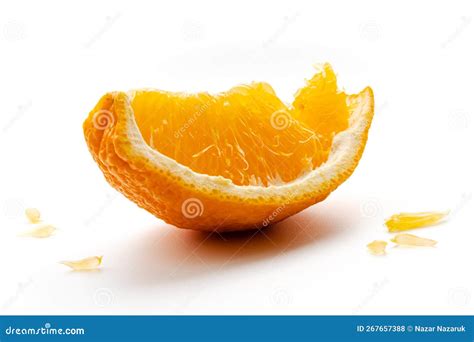 Peeled Orange Fruit Pulp Isolated On White Background Macro Photo Of