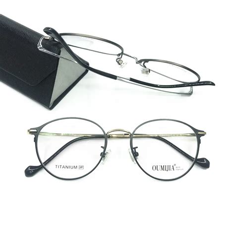 Buy 100 Pure Titanium Vintage Oval 49mm Round Eyeglass Frames Full Rim Rx Able