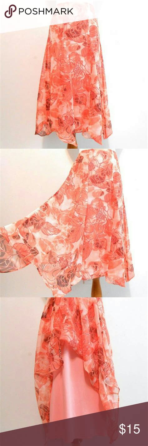 Handkerchief Hem Chiffon A Line Skirt Waist 38 Hip 44 Length 30