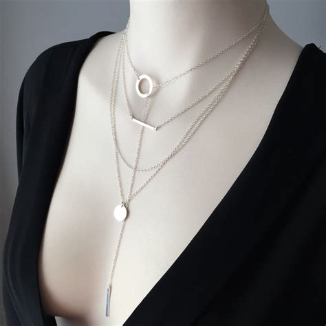 4 Silver Layering Necklace Set 4 Silver Layered Necklace 4 Layered