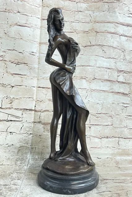 ART DECO SCULPTURE Nude Girl Woman Breast Bronze Statue Figurine Figure