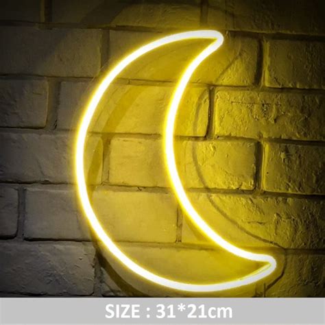 Moon Neon Sign With Acrylic Plate Usb Powered Neon Decor Art Etsy