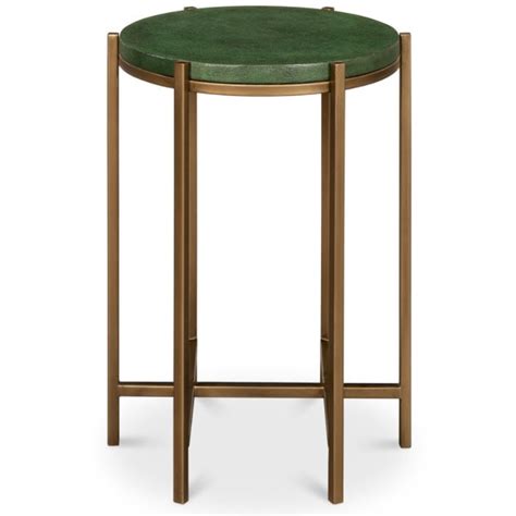 Shop Accent Table W Green Shagreen Top And Antique Brass Base