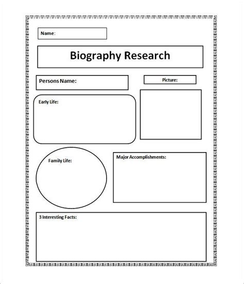 Free Biography Template For Students Printable Templates