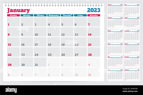 Calendar 2023 Planner Template Week Starts On Sunday Set Of 12 Months
