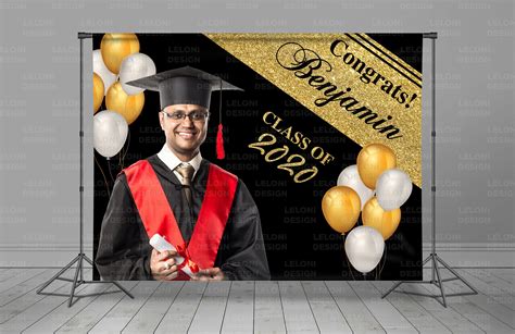 Graduation Backdrop Class Of 2021 Add Your Photo Balloons Etsy