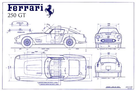 Ferrari 250 Gt Blueprint Photograph By Jon Neidert Pixels