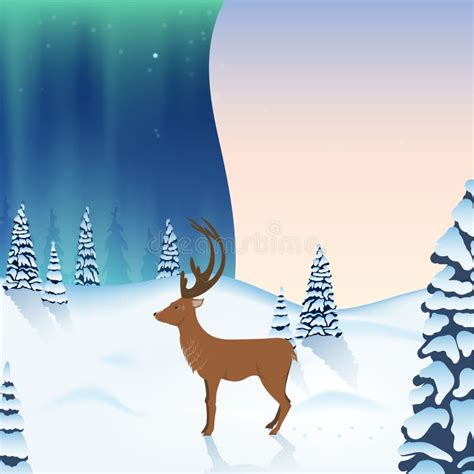 Deer In Snowy Landscape Stock Vector Illustration Of Design 82308266