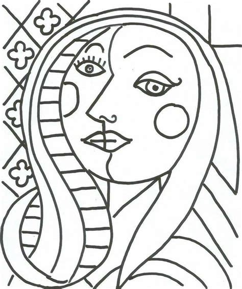 Picasso Coloring Pages Cubism Pablo Template Printable Famous Paintings