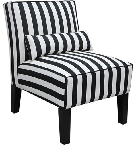 This is a striking design which will add a touch a glamour to your home! Skyline Furniture Canopy Stripe Armless Upholstered Chair, Black and White - Traditional ...